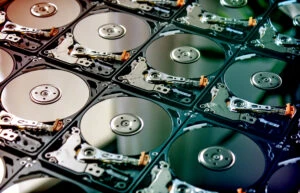 Hard disk drives side by side