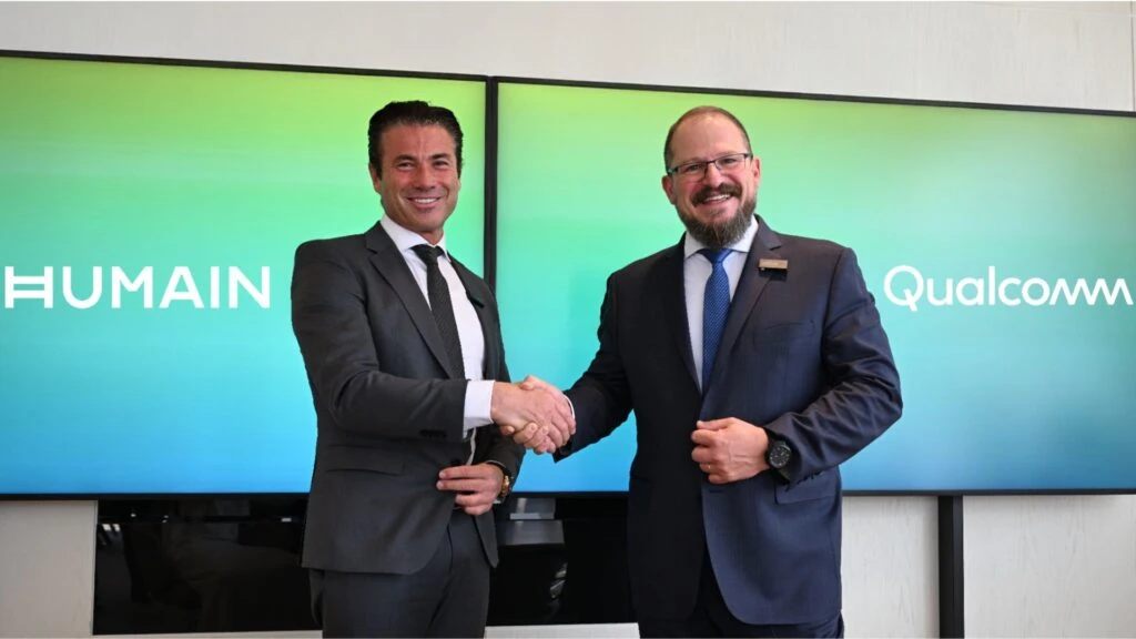 Qualcomm CEO Cristiano Amon with HUMAIN CEO Tareq Amin