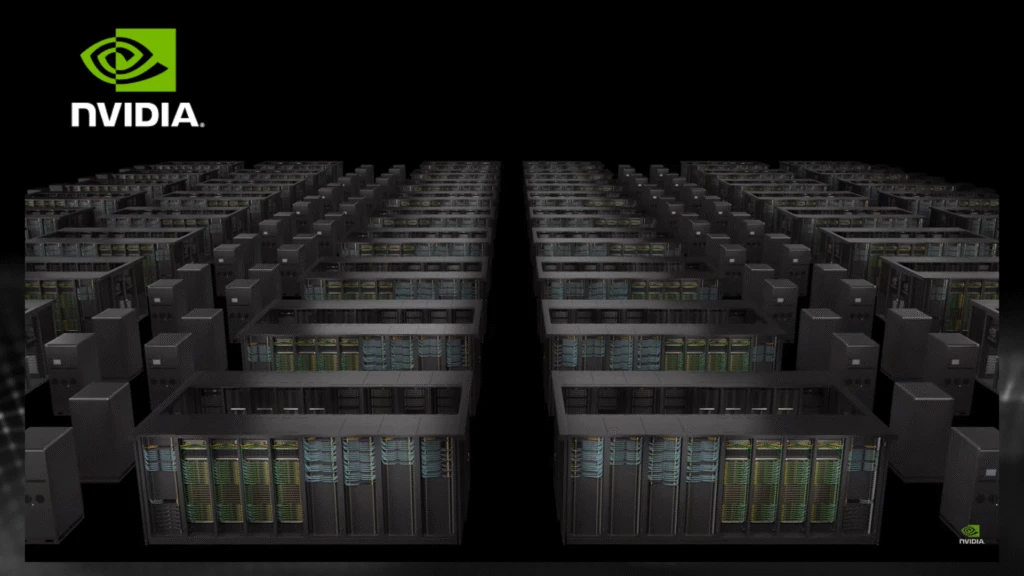 A picture of Nvidia AI data center server racks.