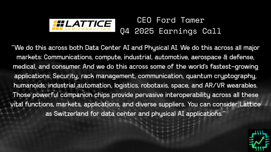 Slide with Lattice CEO Ford Tamer's quote from the Q4 2025 earnings call.