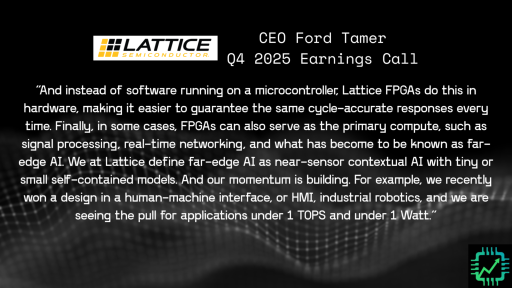Slide with Lattice CEO Ford Tamer's quote from the Q4 2025 earnings call.
